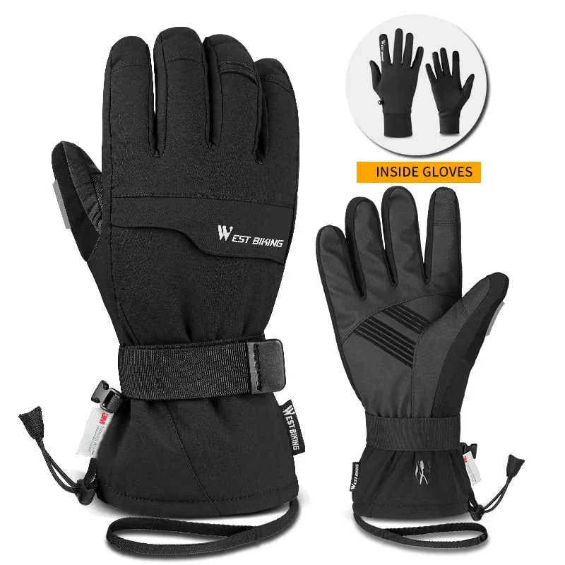 2 Pairs Suit Ski Gloves Winter Super Warm 3M Thinsulate Snowmobile Touch Screen Motorcycle Cycling Sports Gloves