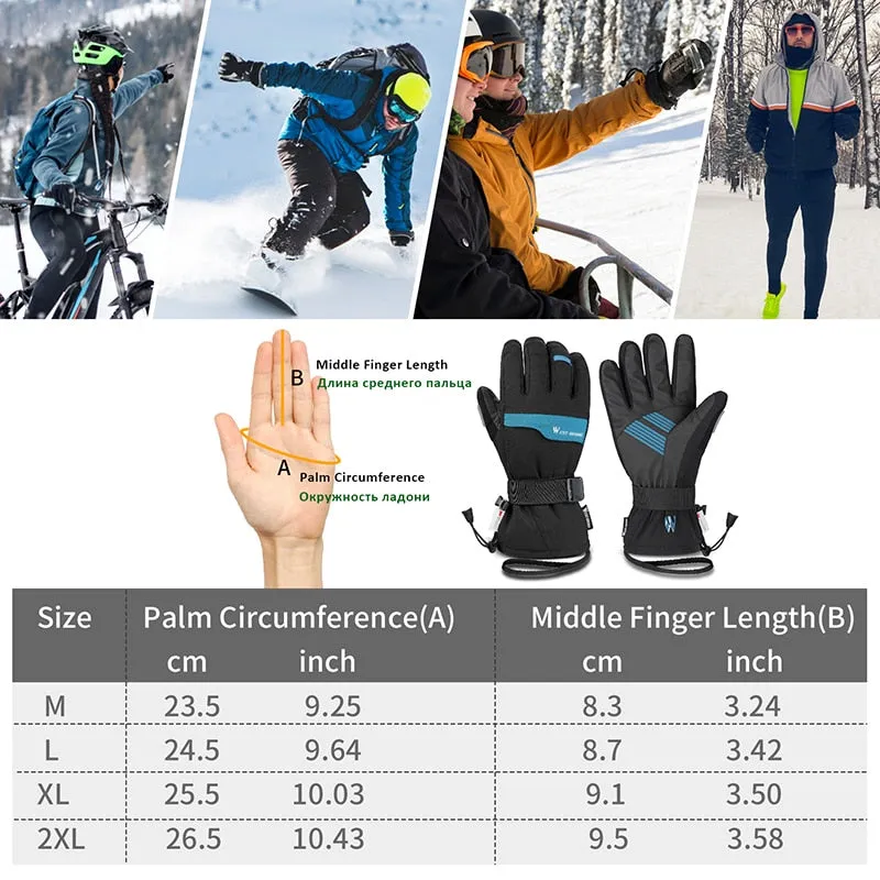 2 Pairs Suit Ski Gloves Winter Super Warm 3M Thinsulate Snowmobile Touch Screen Motorcycle Cycling Sports Gloves