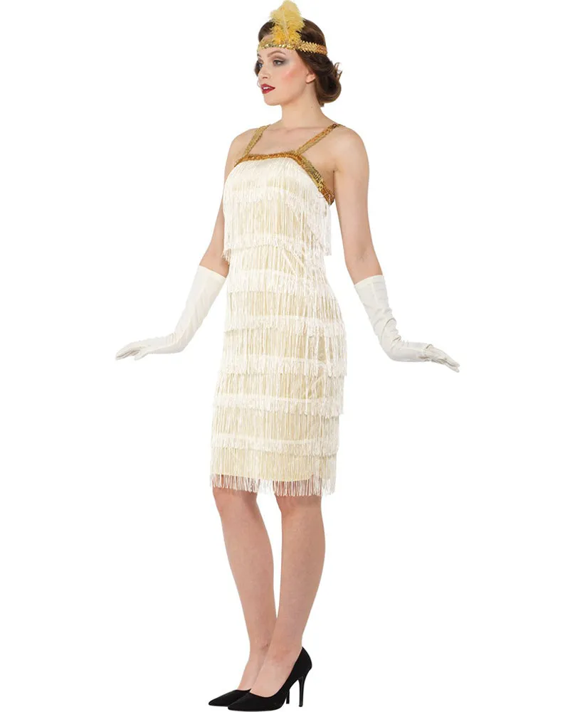 20s Ivory Flapper Dress Womens Costume