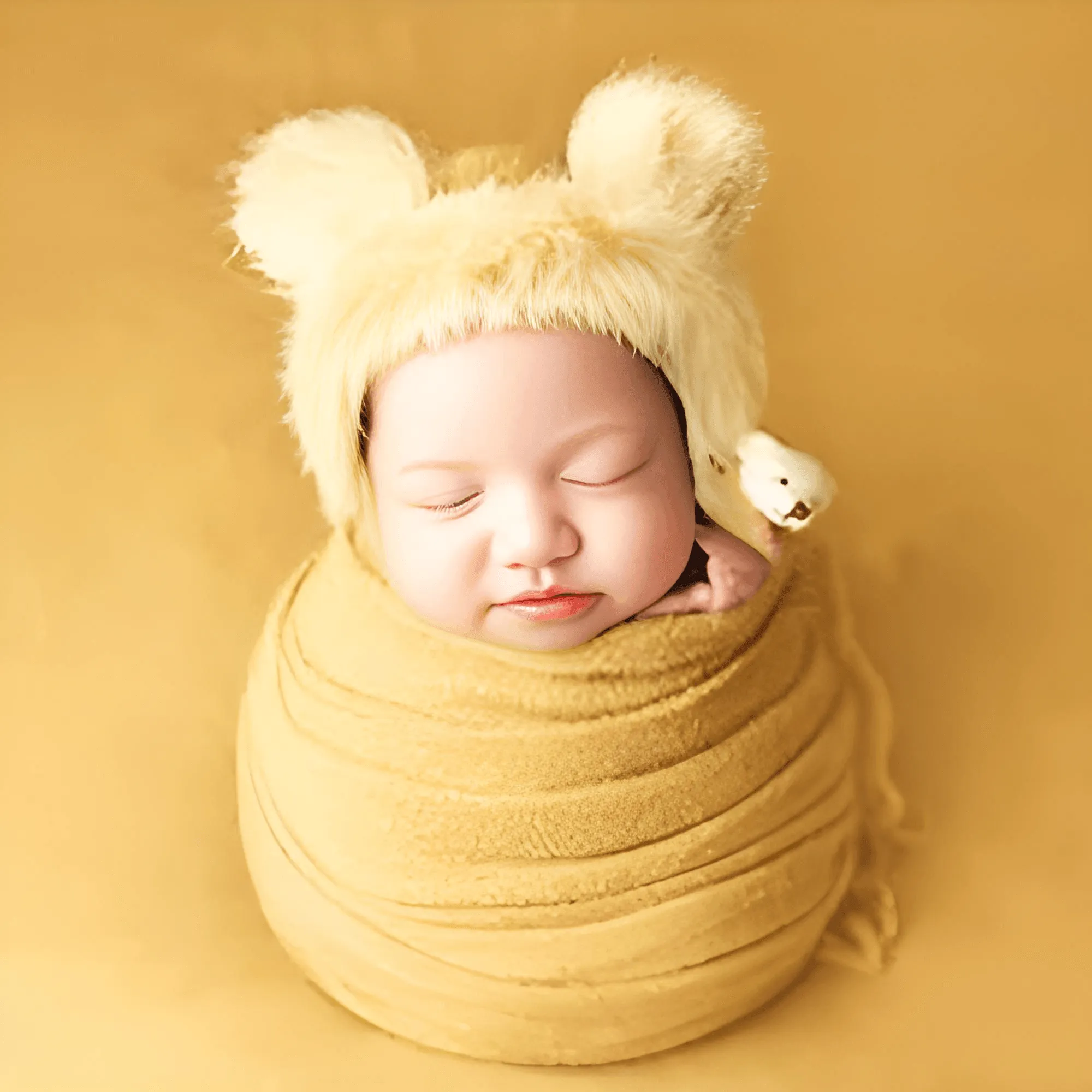 3pcs/Set Newborn Photography Wraps    Faux Fur Hat   Bear Doll