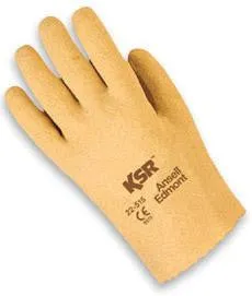 Ansell Size 8 KSR Light Duty Multi-Purpose Tan Vinyl Coated Work Glove With Interlock Knit Liner And Slip-On Cuff