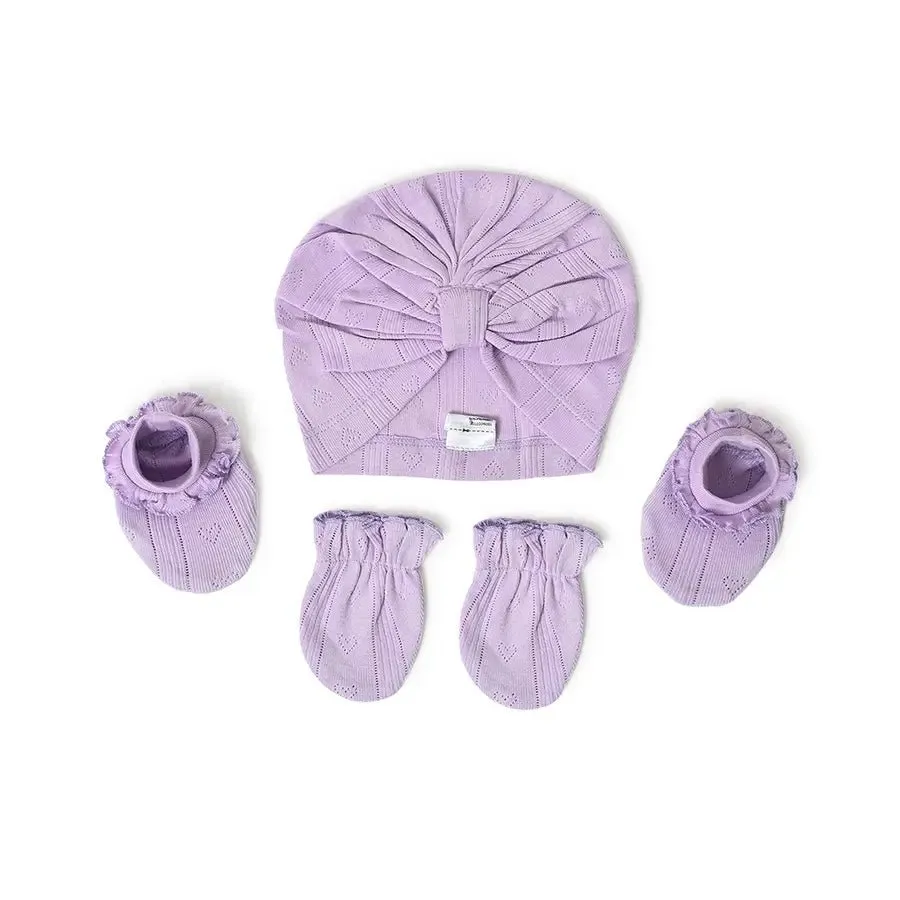 Baby Girls Cap, Mitts & Booties set