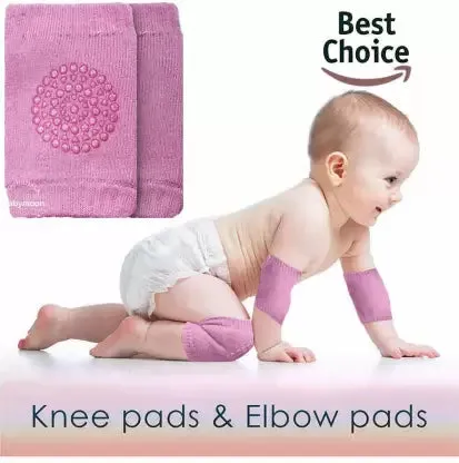 Babymoon Baby Kids Knee Pads AntiSlip Stretchable Knee Cap Elbow Safety - Baby Pink