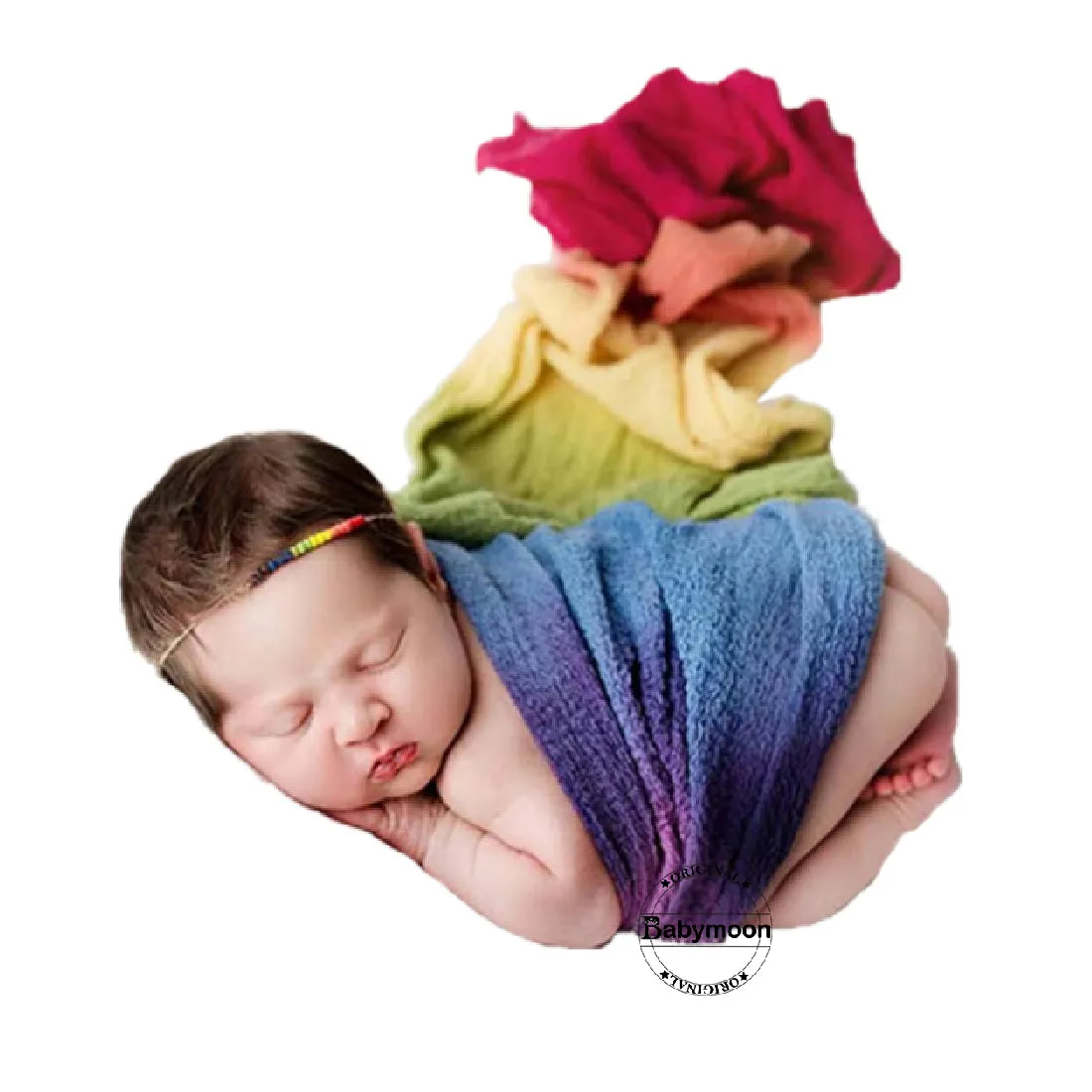 Babymoon Cheese Wrap Stretchble Baby Photography Shoot Wrap Cloth (50x260cm) - Bright Rainbow