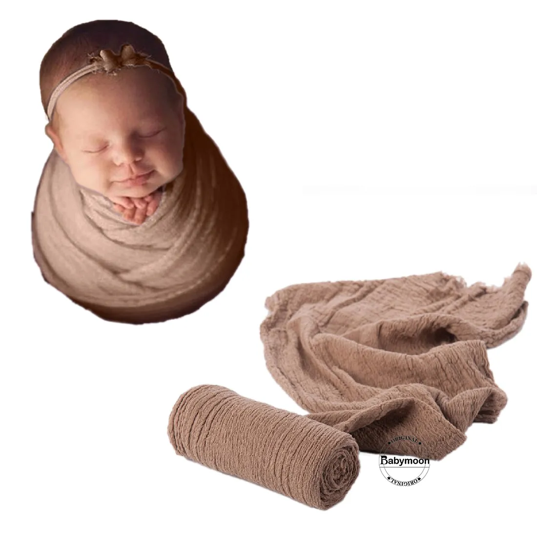 Babymoon Cheese Wrap Stretchble Baby Photography Shoot Wrap Cloth -Brown