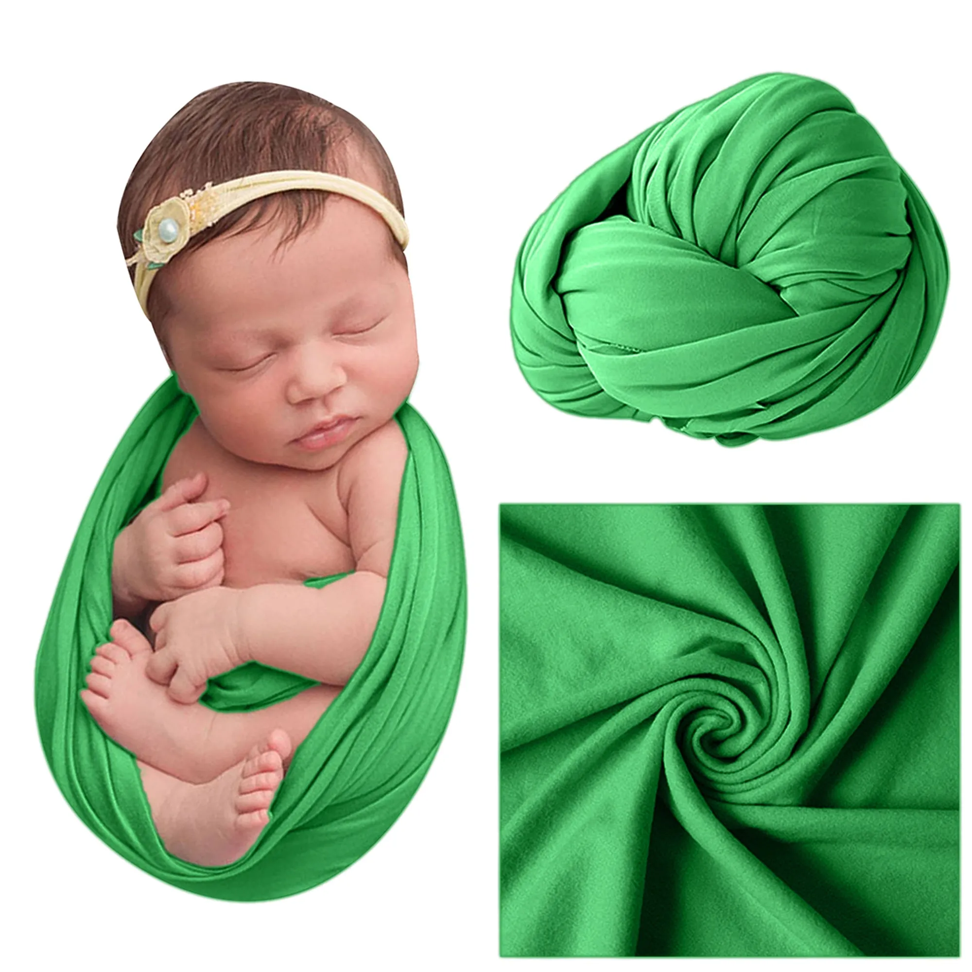 Babymoon Jersey Stretchable Baby Photography Shoot Wrap Cloth | Green