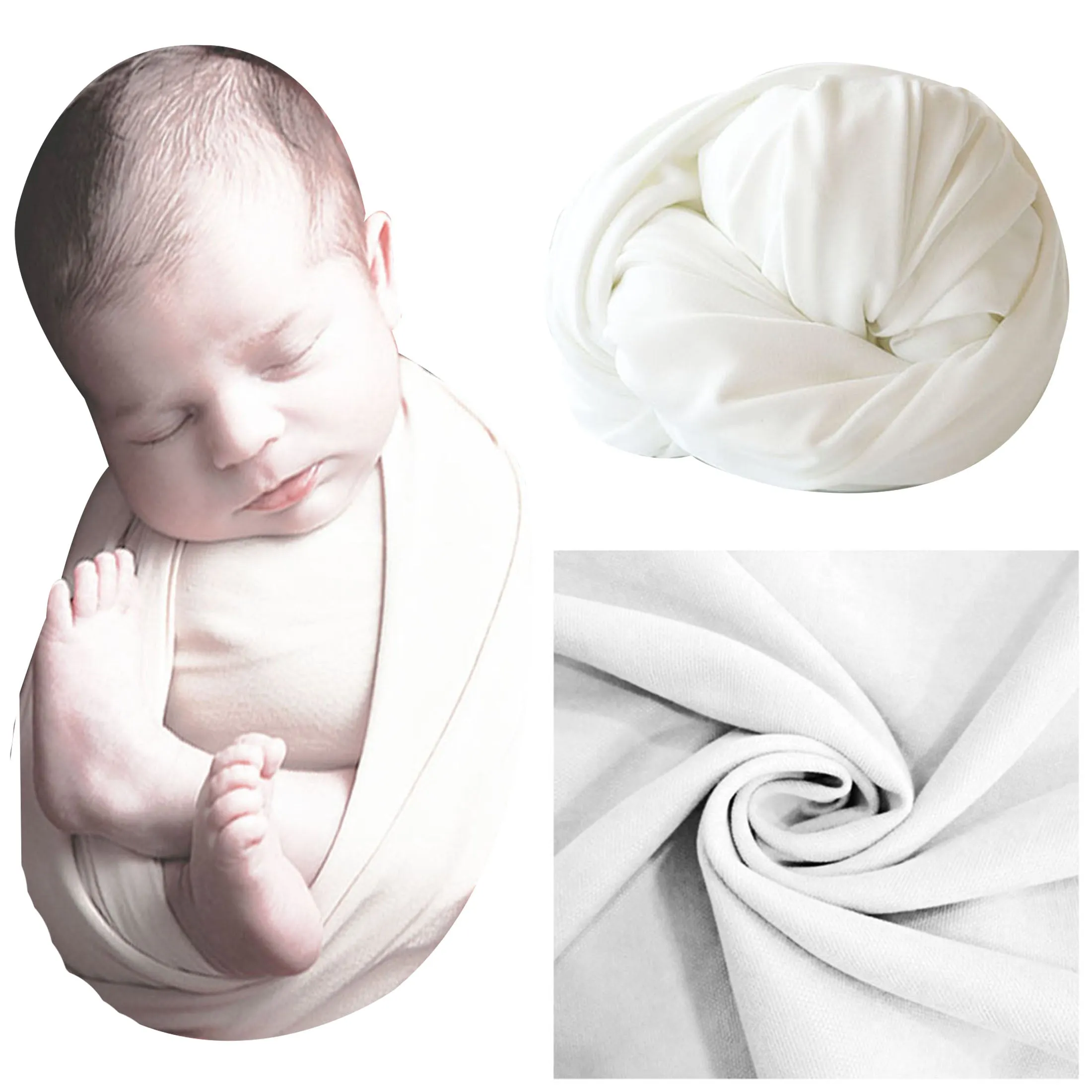 Babymoon Jersey Stretchable Baby Photography Shoot Wrap Cloth- Snow White