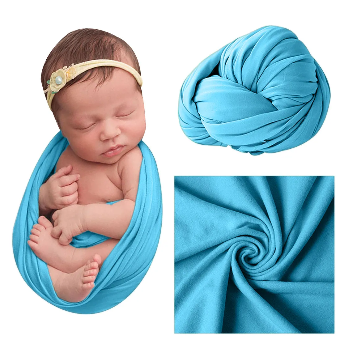 Babymoon Jersey Stretchble Baby Photography Shoot Wrap Cloth- Azure Blue