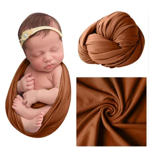 Babymoon Jersey Stretchble Baby Photography Shoot Wrap Cloth- Light Brown