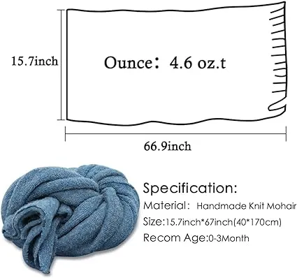 Babymoon Knitted Premium Wool Wrap | Baby Photography Shoot Wrap | Blue