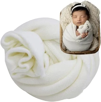 Babymoon Knitted Premium Wool Wrap | Baby Photography Shoot Wrap | White