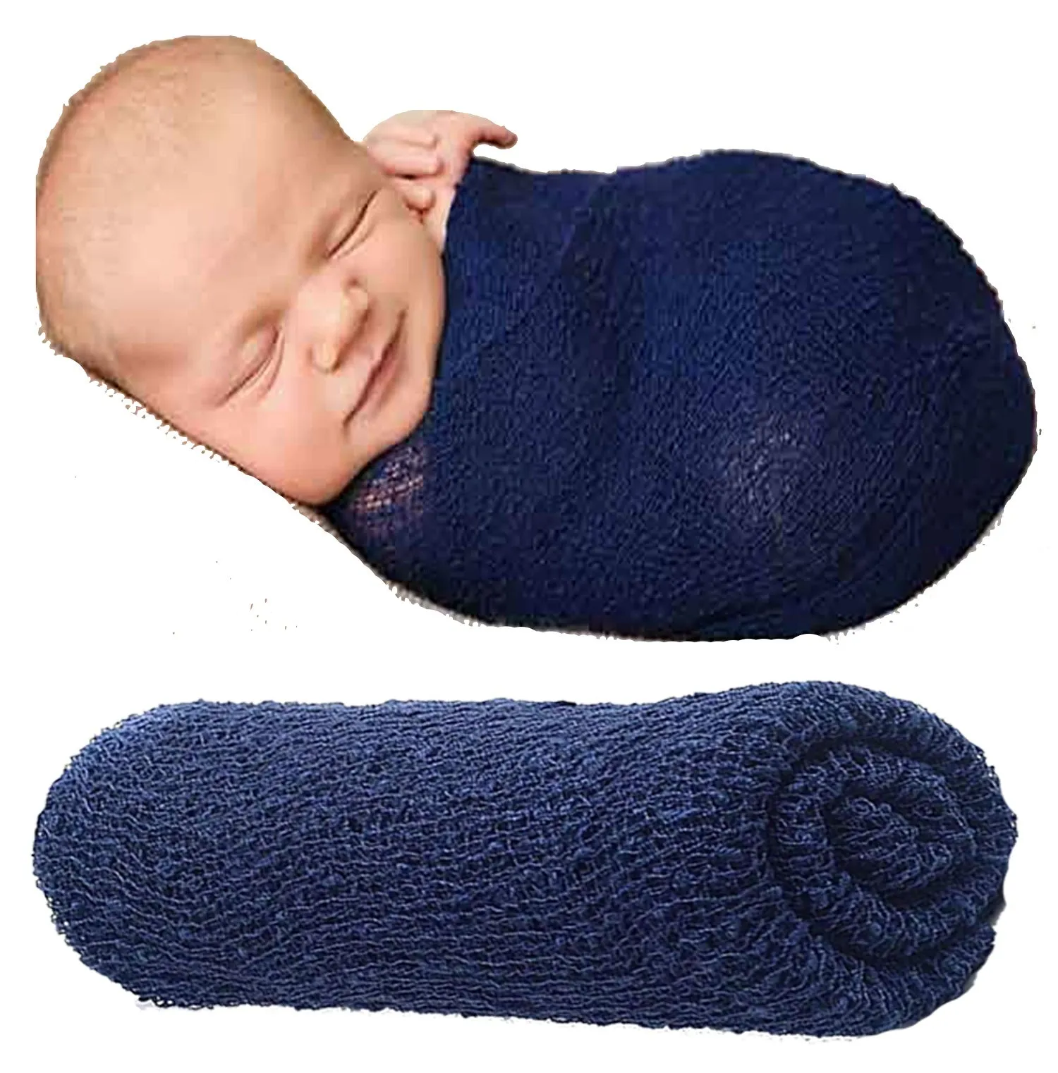 Babymoon Mohair Stretchble Baby Photography Shoot Wrap Cloth - Dark Blue