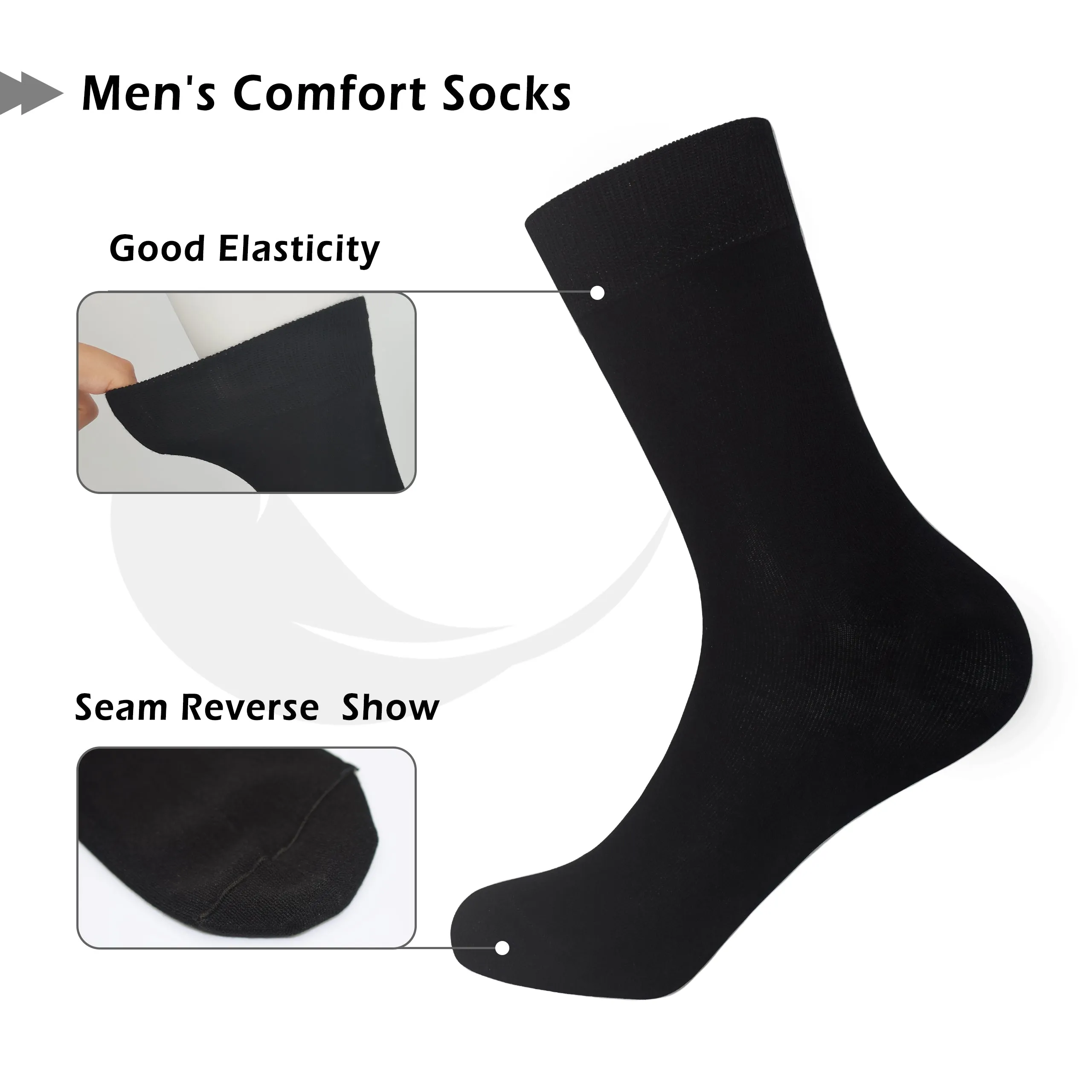 Bamboo Dress Men Sock Thin Soft Crew Anti Odor Lightweight Sock Odor Resistant Breathable Sock 9-13,5 Pairs