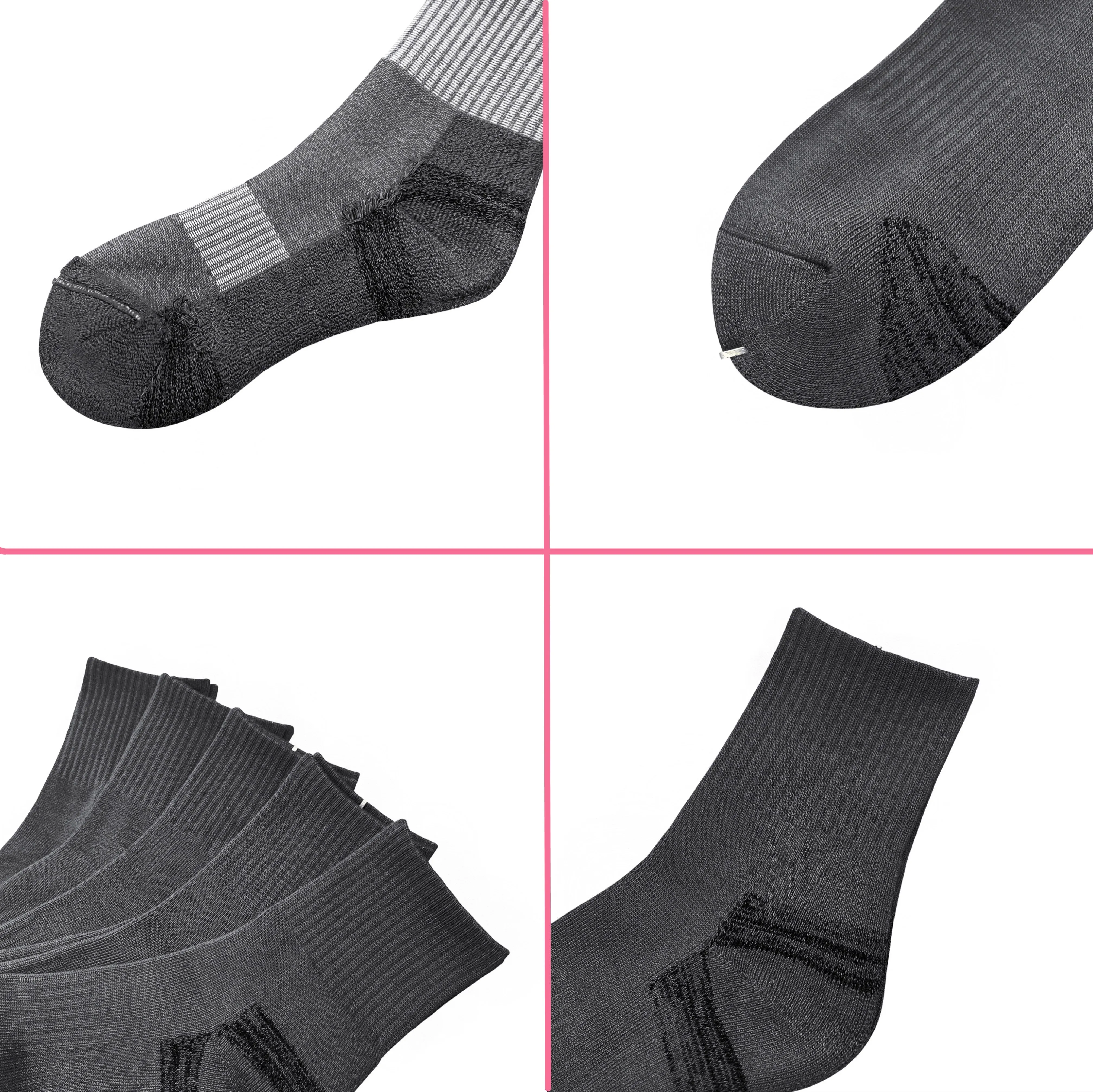 Bamboo Men Cushion Ankle Socks Moisture Wicking Quarter Work Running Socks Padded Odor Resistant Athletic Sock 5 Pairs