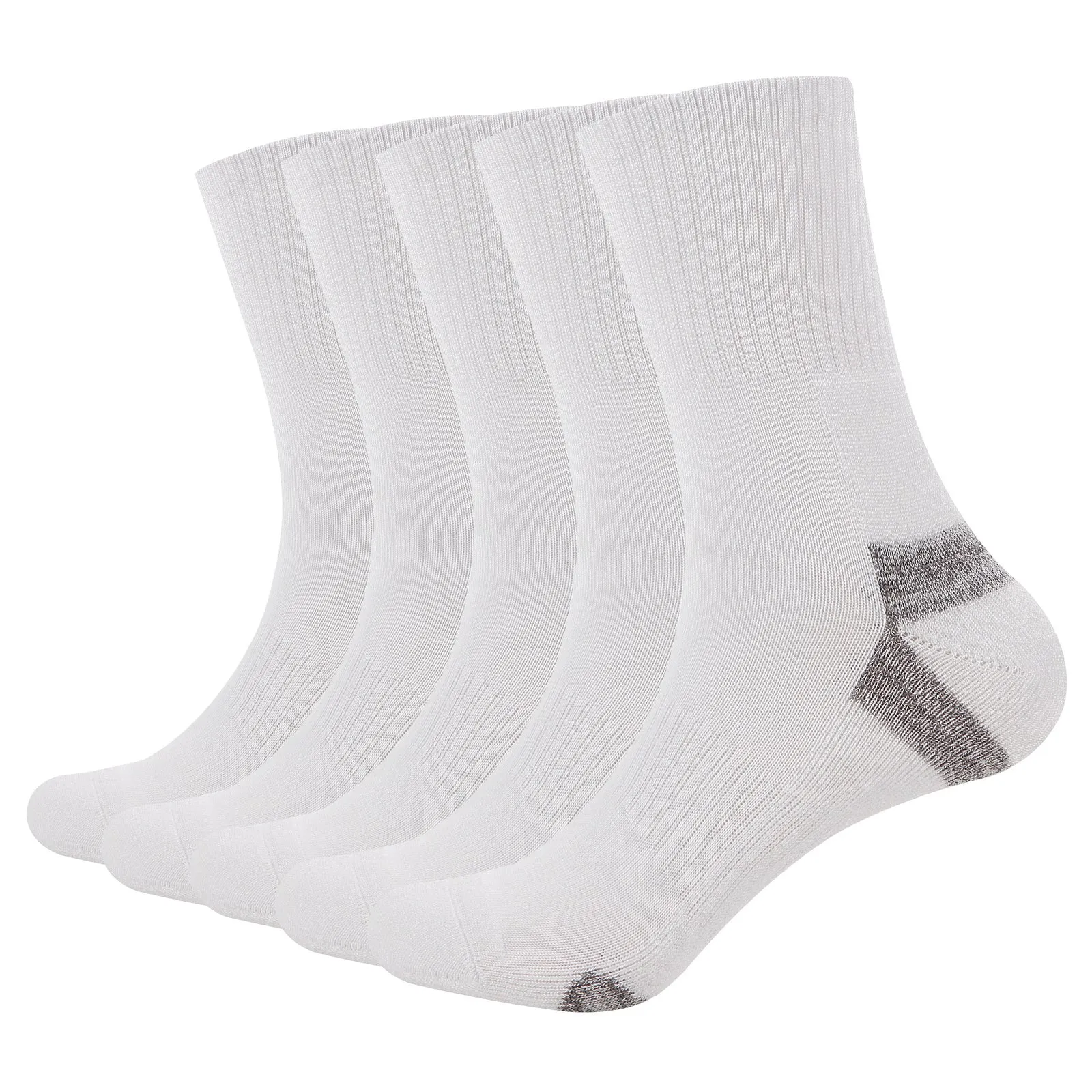 Bamboo Men Cushion Ankle Socks Moisture Wicking Quarter Work Running Socks Padded Odor Resistant Athletic Sock 5 Pairs