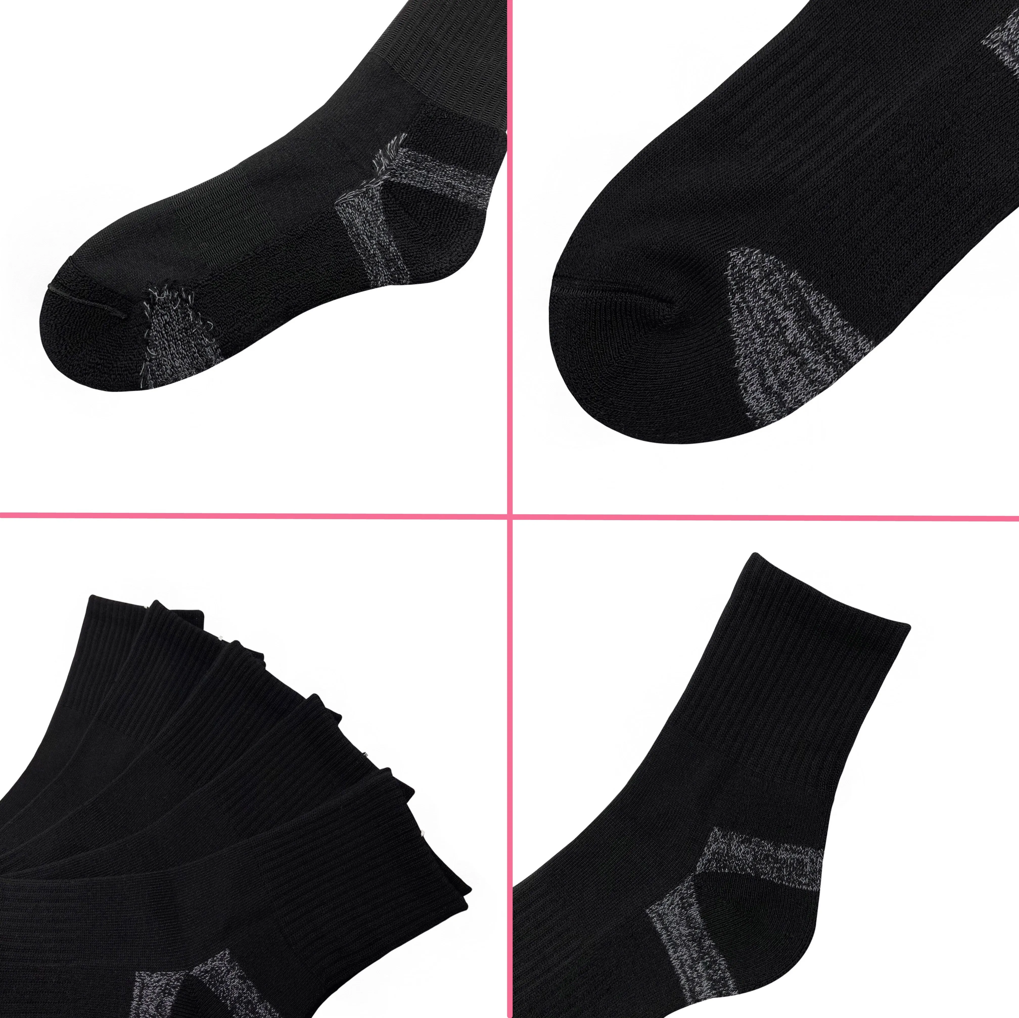 Bamboo Men Cushion Ankle Socks Moisture Wicking Quarter Work Running Socks Padded Odor Resistant Athletic Sock 5 Pairs