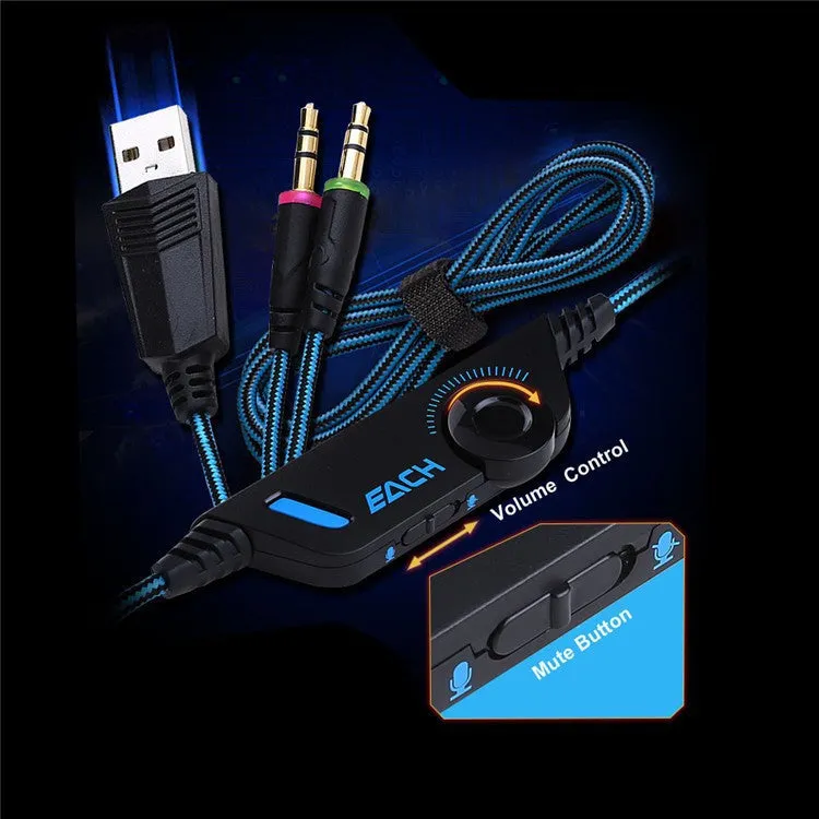 Best PC Gamer casque EACH G2000 Stereo Hifi Gaming Head Phones With Microphone Dazzle Lights Glow Game Music Headset