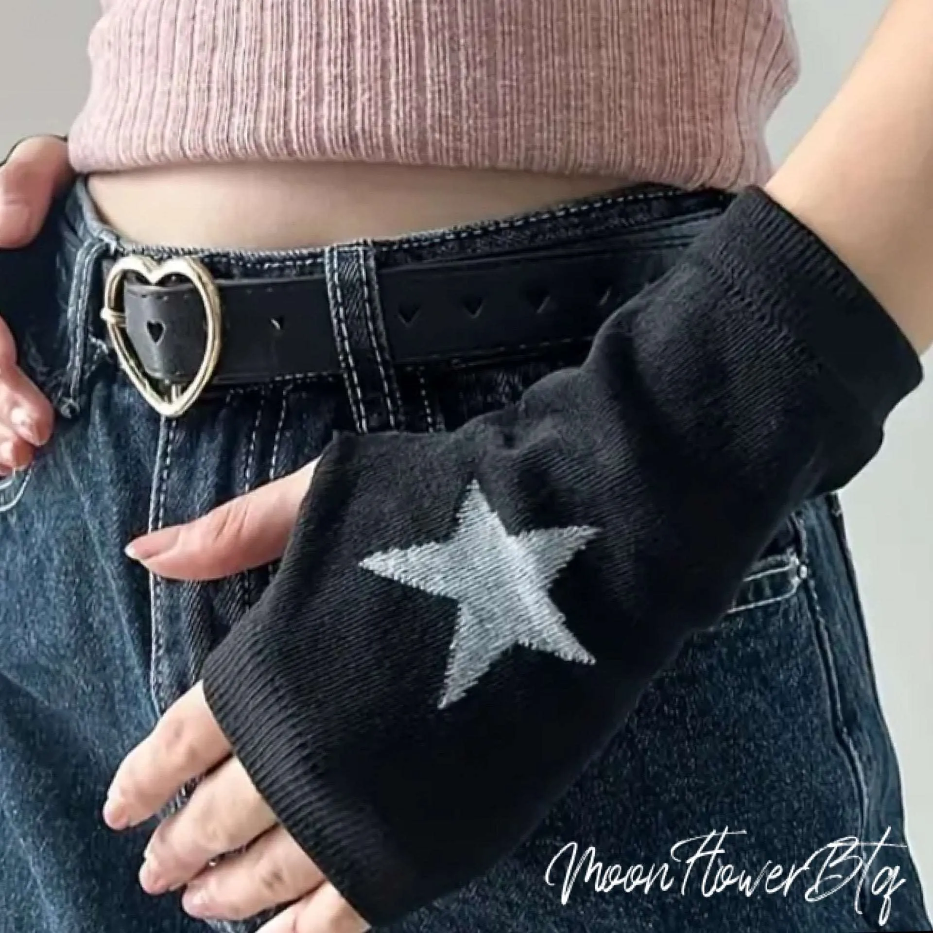 Black Star Fingerless Gloves