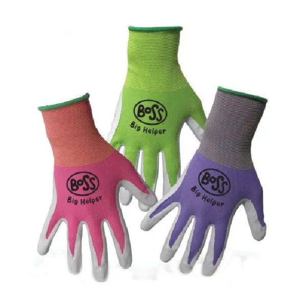 BOSS Big Helper 8438K Kid's Gloves, Nitrile/Nylon, Assorted