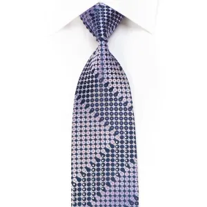 Brentwood Men's Crystal Silk Tie Purple Dots On Navy With Silver Sparkles