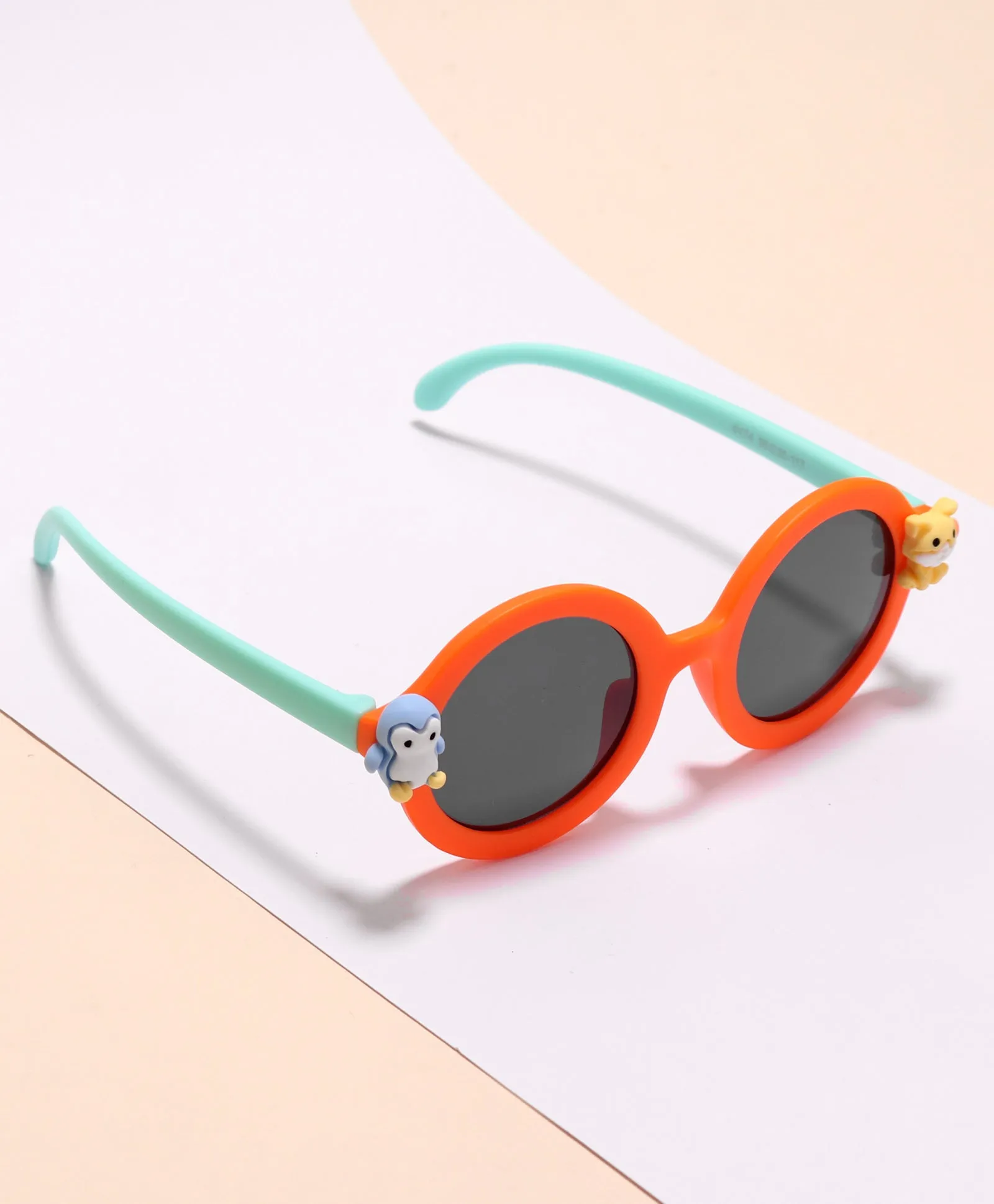 CARTOON APPLIQUE ROUND SUNGLASSES - ORANGE