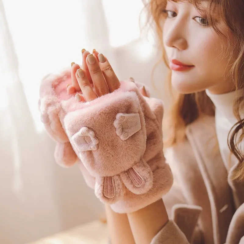 Cute Bunny Ears Plush Gloves