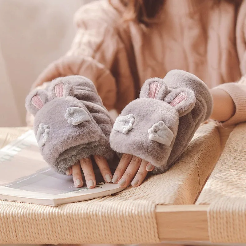 Cute Bunny Ears Plush Gloves