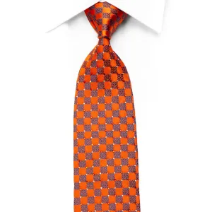 Daks Blue Orange Checkered With Sparkles Rhinestone Necktie