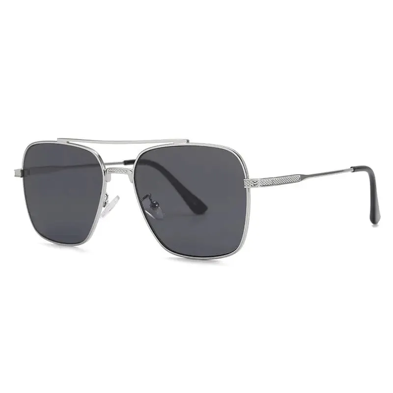 Double beam stylish metallic sunglasses retro street sunglasses