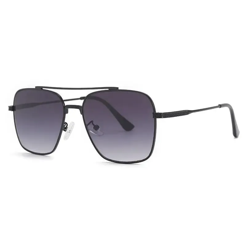 Double beam stylish metallic sunglasses retro street sunglasses