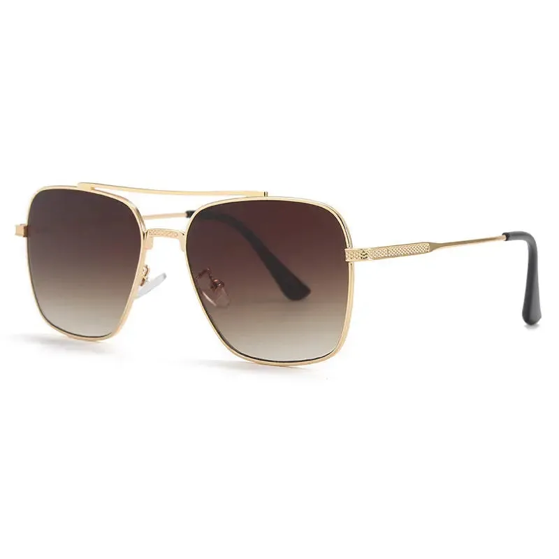 Double beam stylish metallic sunglasses retro street sunglasses