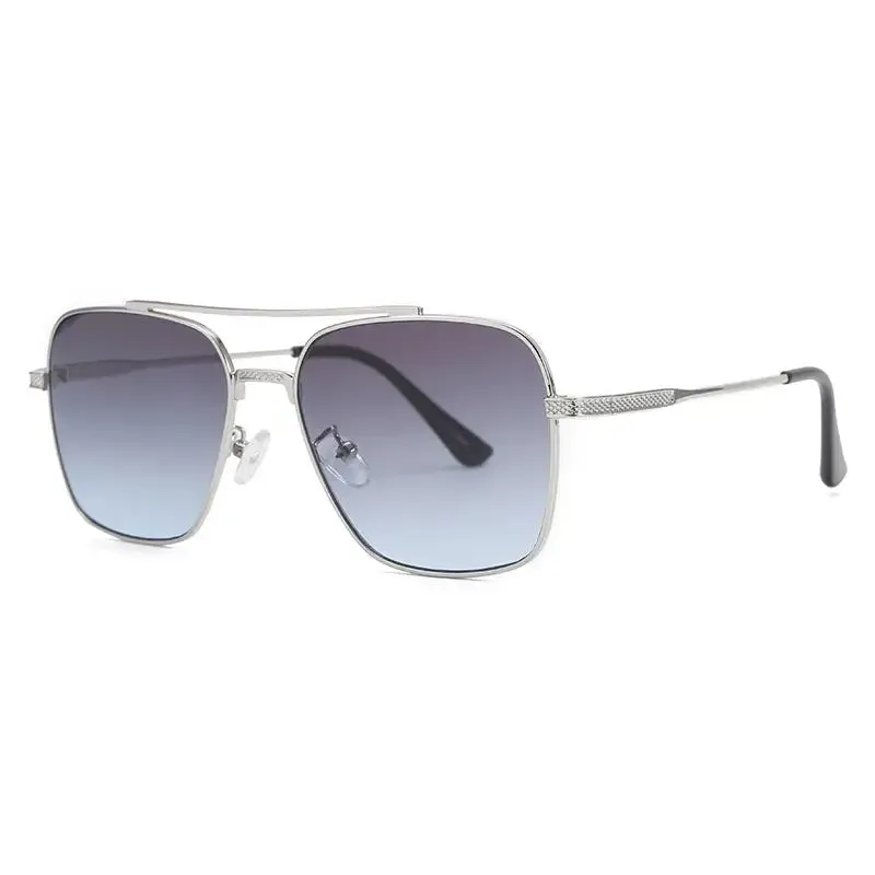 Double beam stylish metallic sunglasses retro street sunglasses