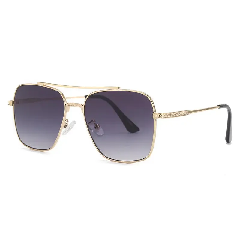 Double beam stylish metallic sunglasses retro street sunglasses