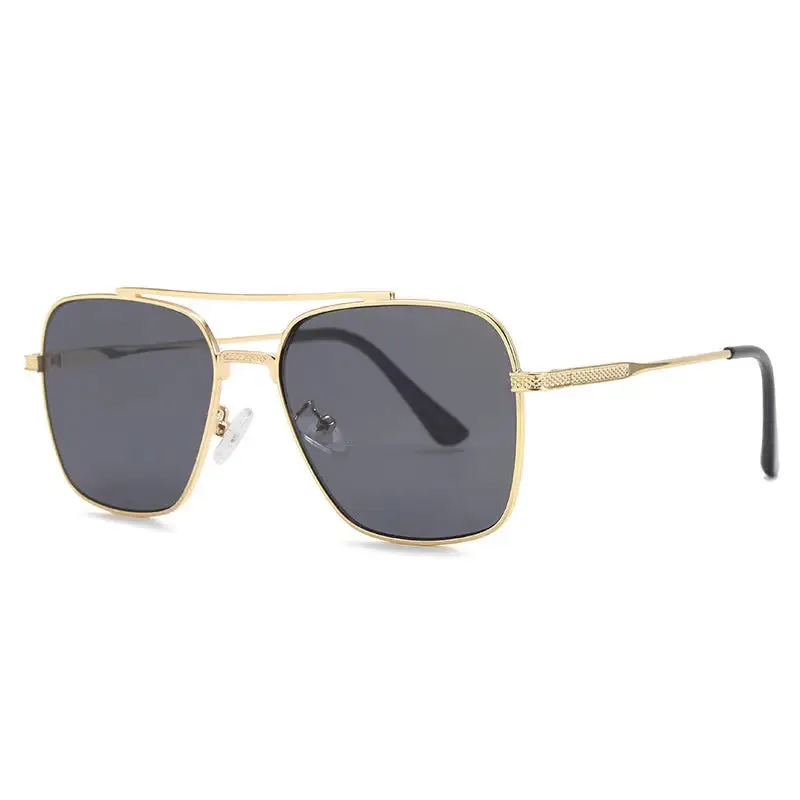 Double beam stylish metallic sunglasses retro street sunglasses