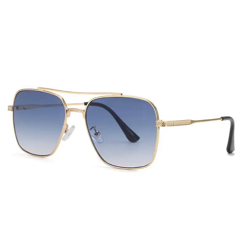 Double beam stylish metallic sunglasses retro street sunglasses