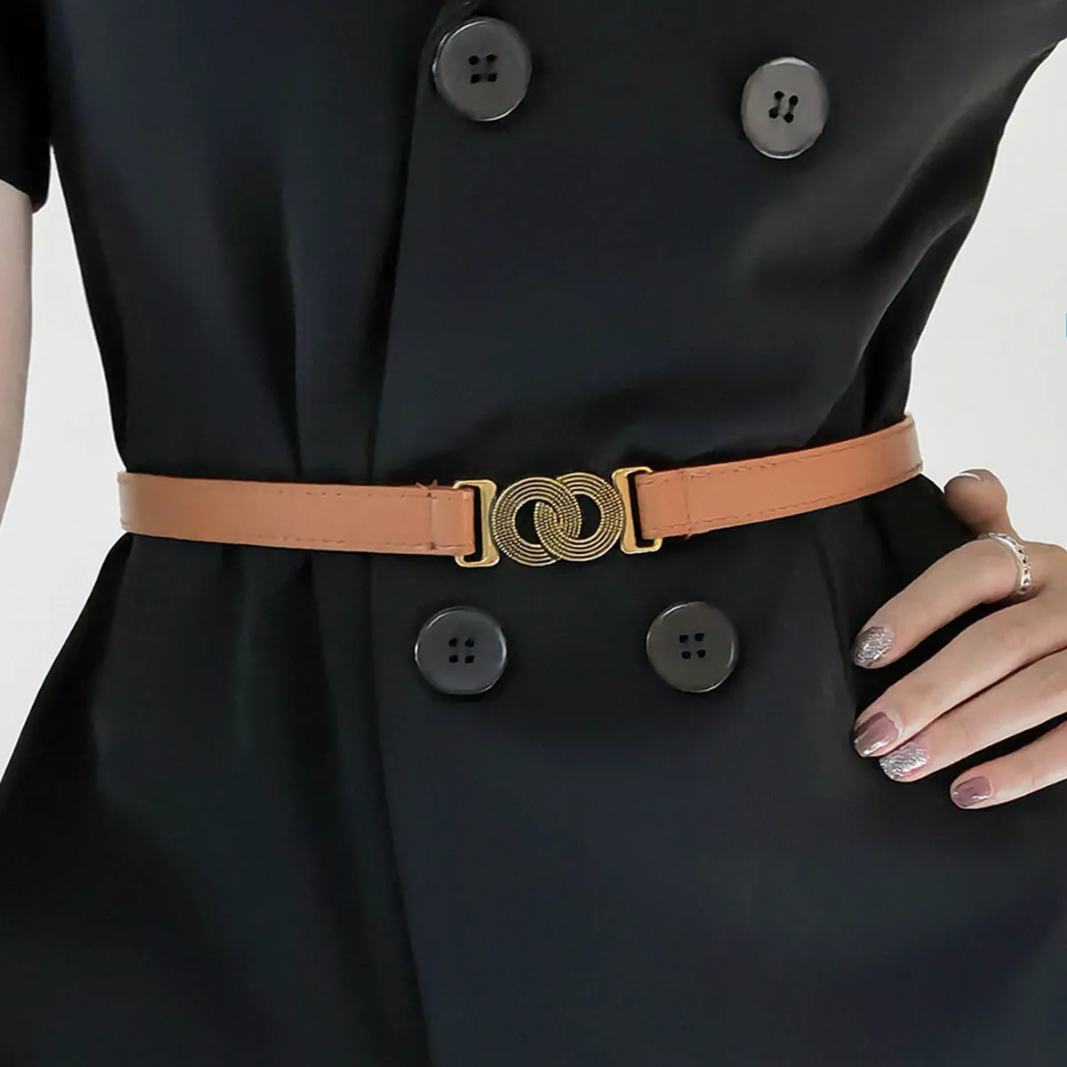 Edda Alloy Buckle PU Belt