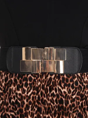 Elastic Gold Square Buckle Belt