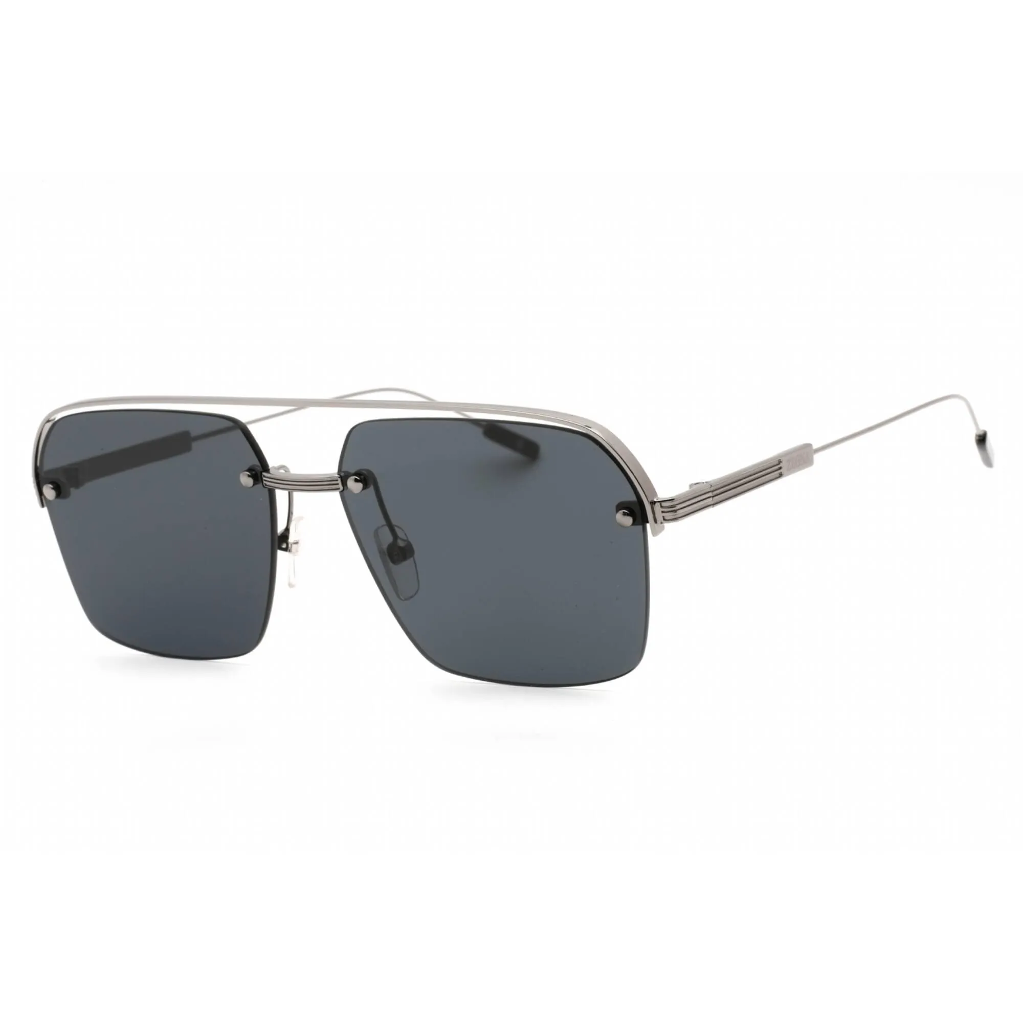 Ermenegildo Zegna Men's Sunglasses - Half Rim Metal Rectangular Frame | EZ0213 08A