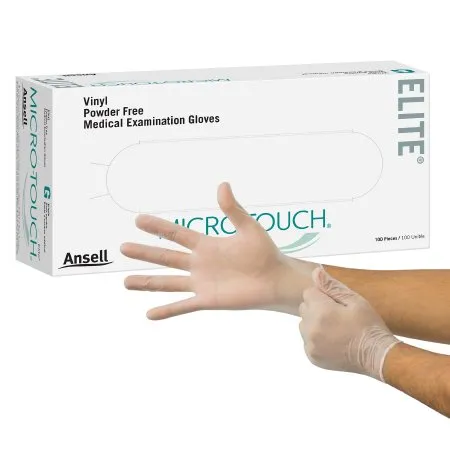 Exam Glove Micro-Touch® Elite® Large NonSterile Stretch Vinyl Standard Cuff Length Smooth Ivory Not Rated - Ansell  Mfr# 3093