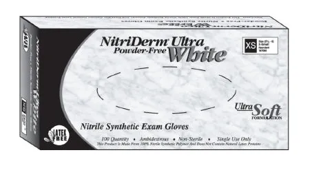 Exam Glove NitriDerm® Ultra White Small NonSterile Nitrile Standard Cuff Length Fully Textured White Not Rated - Innovative Healthcare Corp  Mfr# 167100