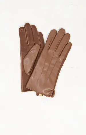 Faux Suede & Leather Contrast Gloves