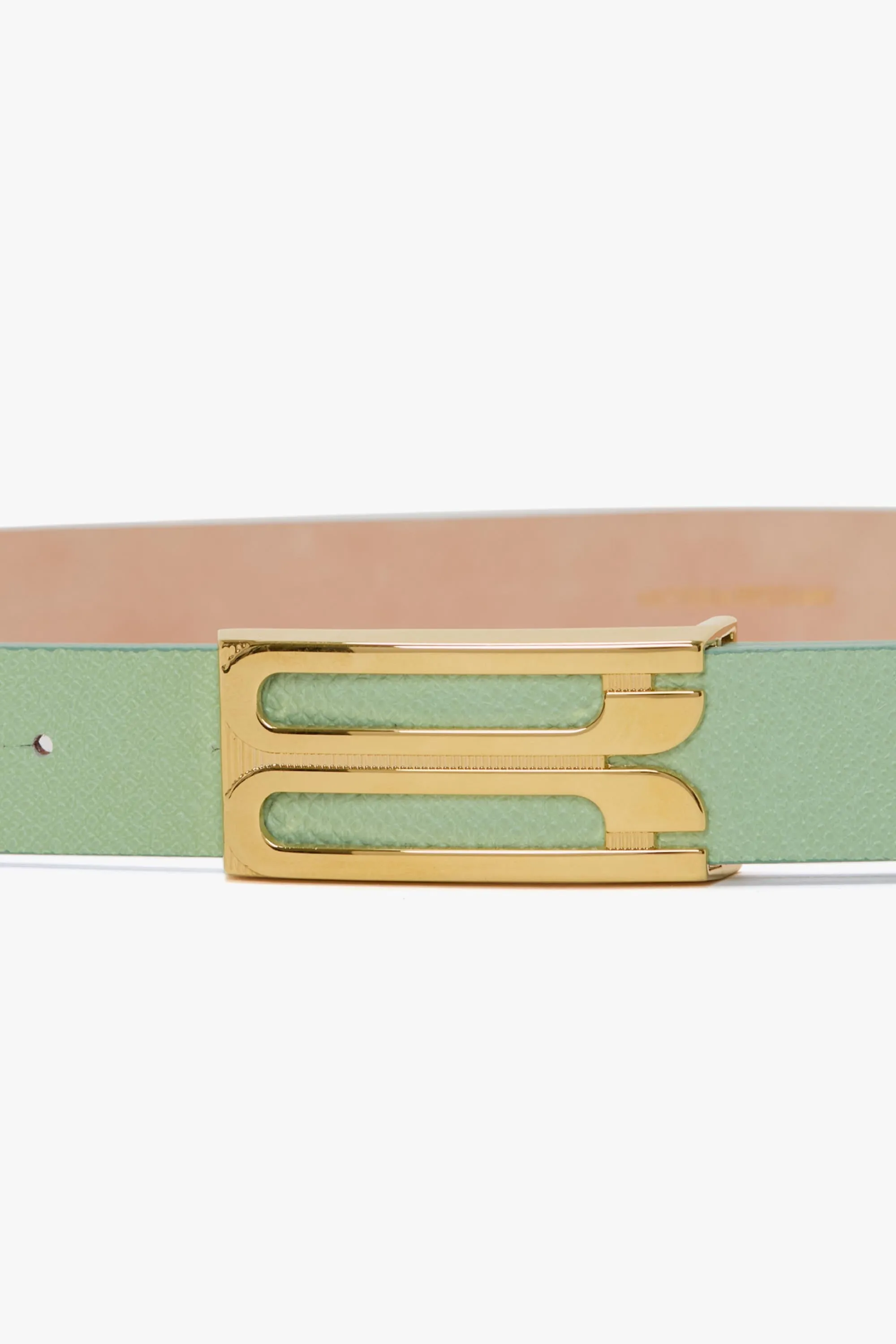 Frame Belt In Jade Grained Leather