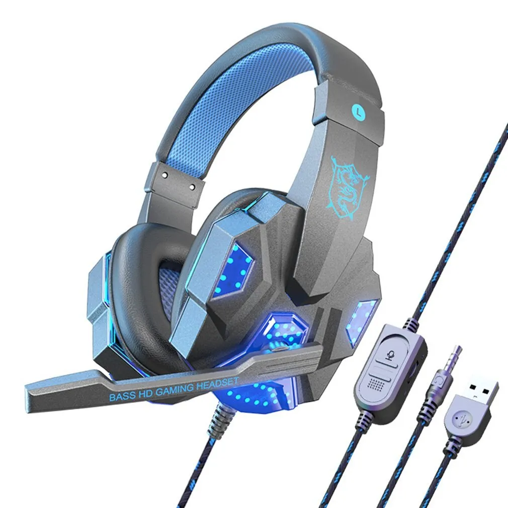 Gaming Headset With Noise-cancellation | Wire Luminous Computer Headphones.