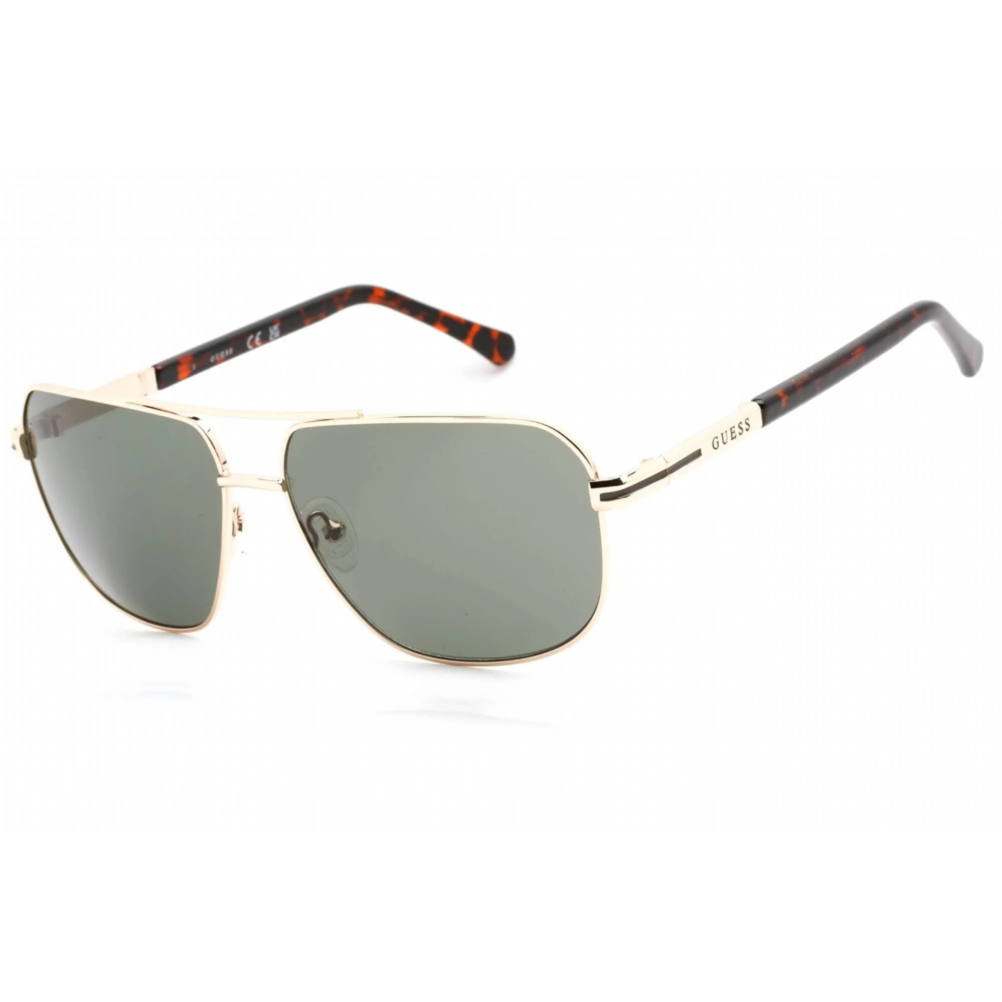 Guess Factory Men's Sunglasses - Gold Rectangular Metal Frame Green Lens | GF0245 32N