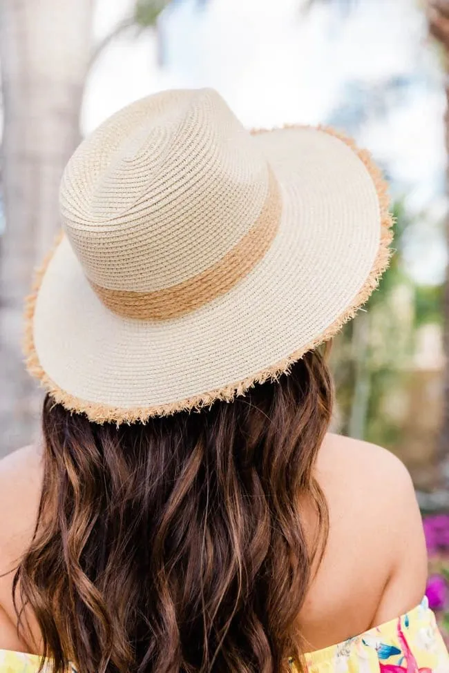 H3085 Frayed Edge Straw Panama Sun Hat