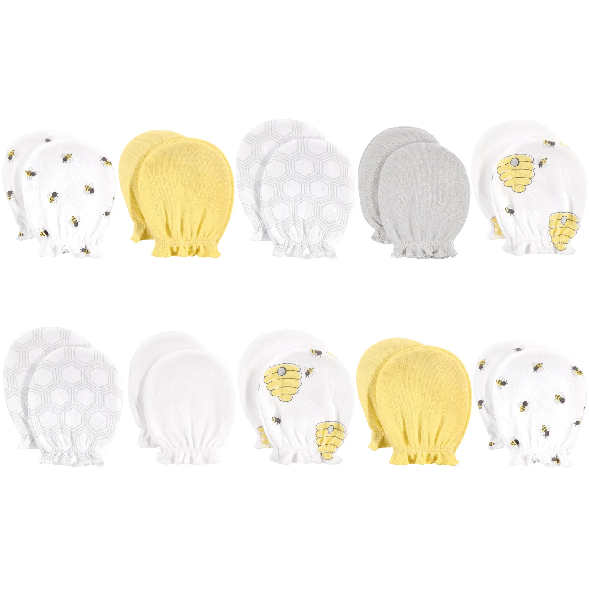 Hudson Baby Cotton Scratch Mittens, Bee