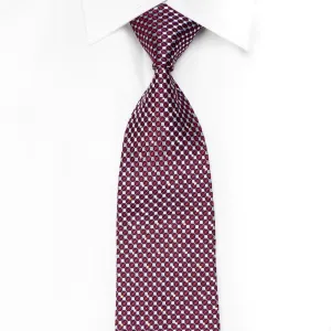 Indian Homme Men's Crystal Silk Tie Silver Purple Micro Checker With Silver Sparkles