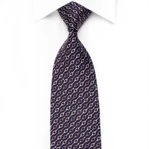 Interlocking Chain On Purple Crystal Tie Sparkling With Rhinestones