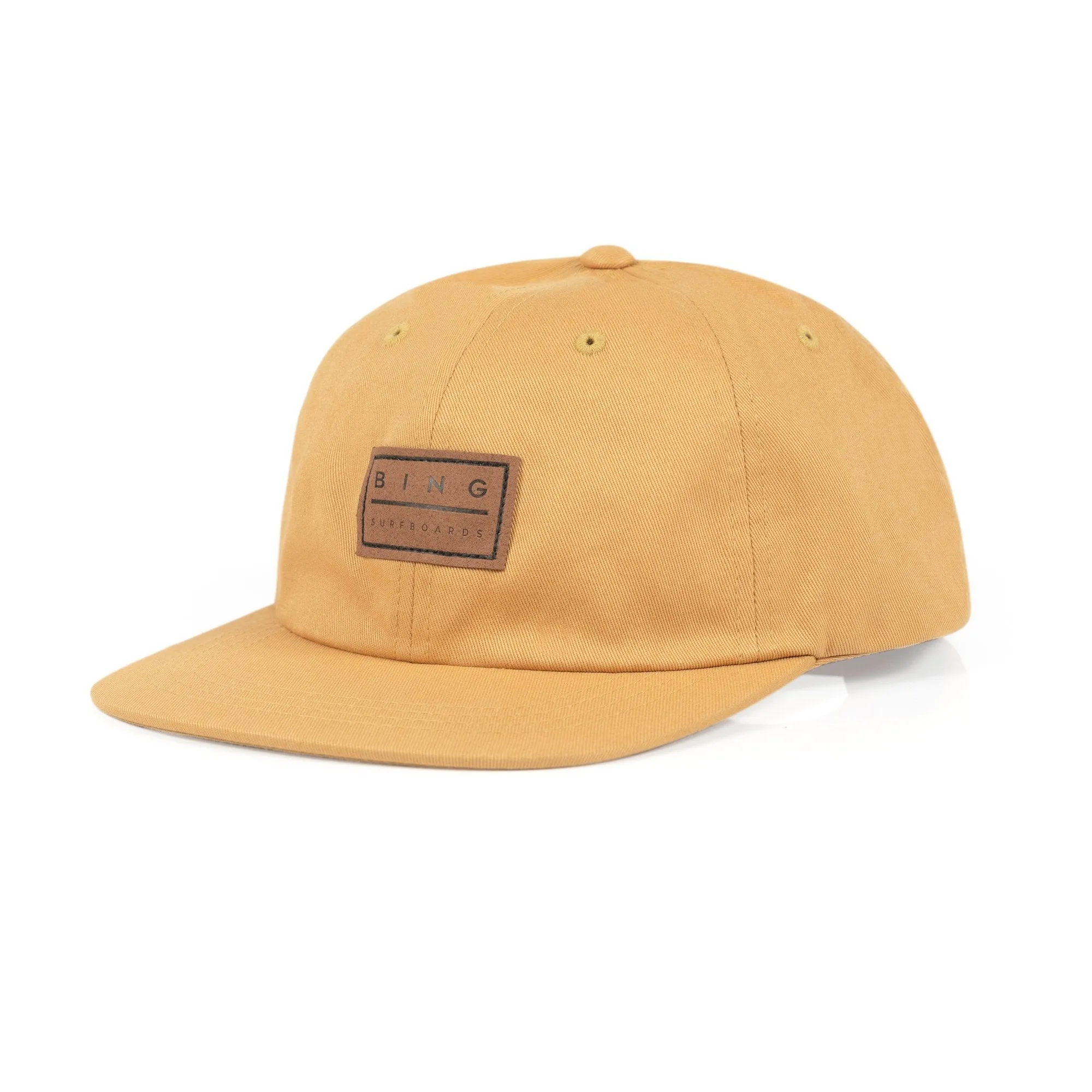 LEATHER PATCH Premium Flat Dad Hat - Curry