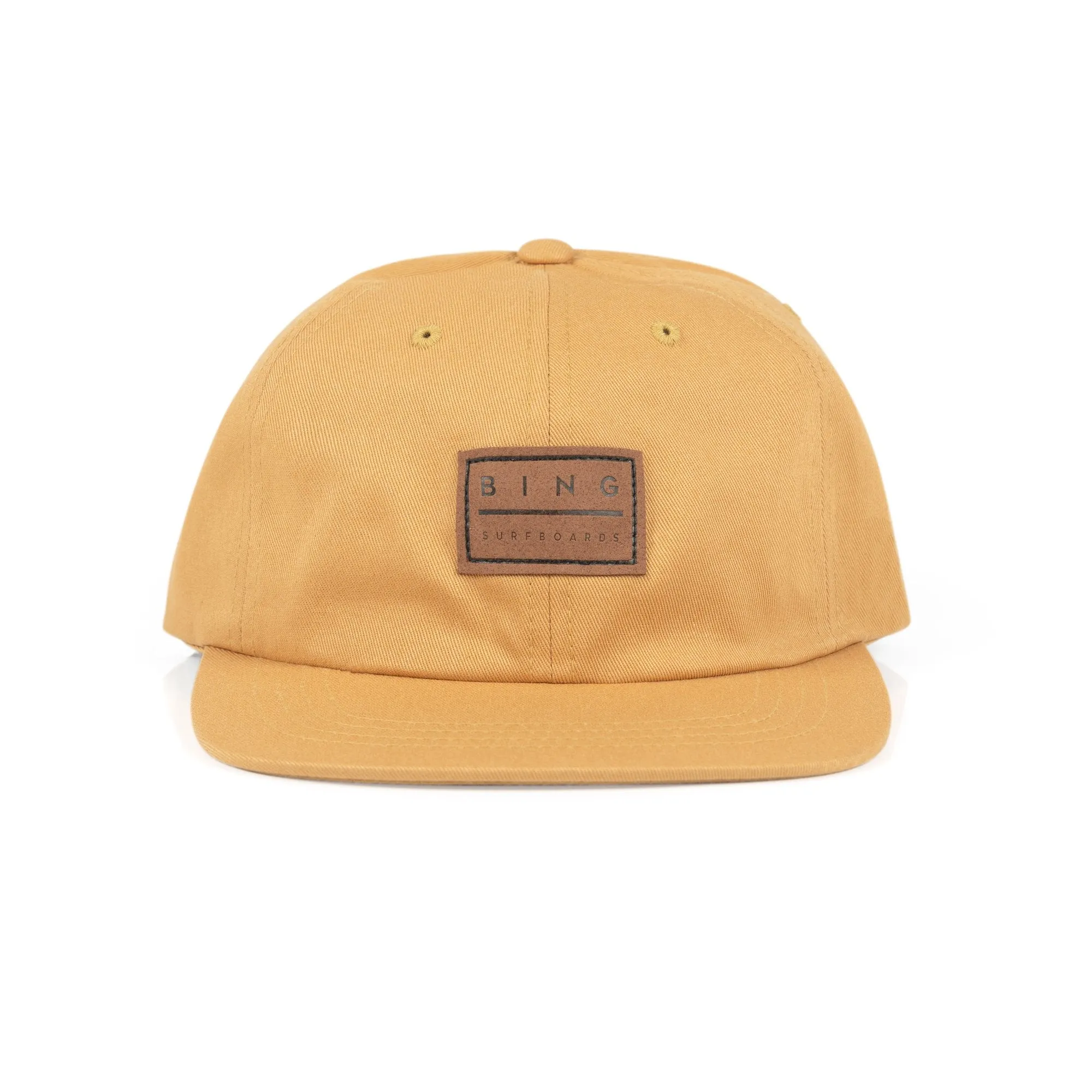 LEATHER PATCH Premium Flat Dad Hat - Curry